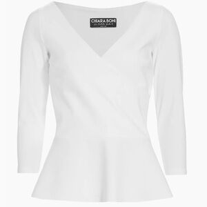 Chiara Boni La Petite Robe Poppy V-Neck Peplum Top Size 4 NWT